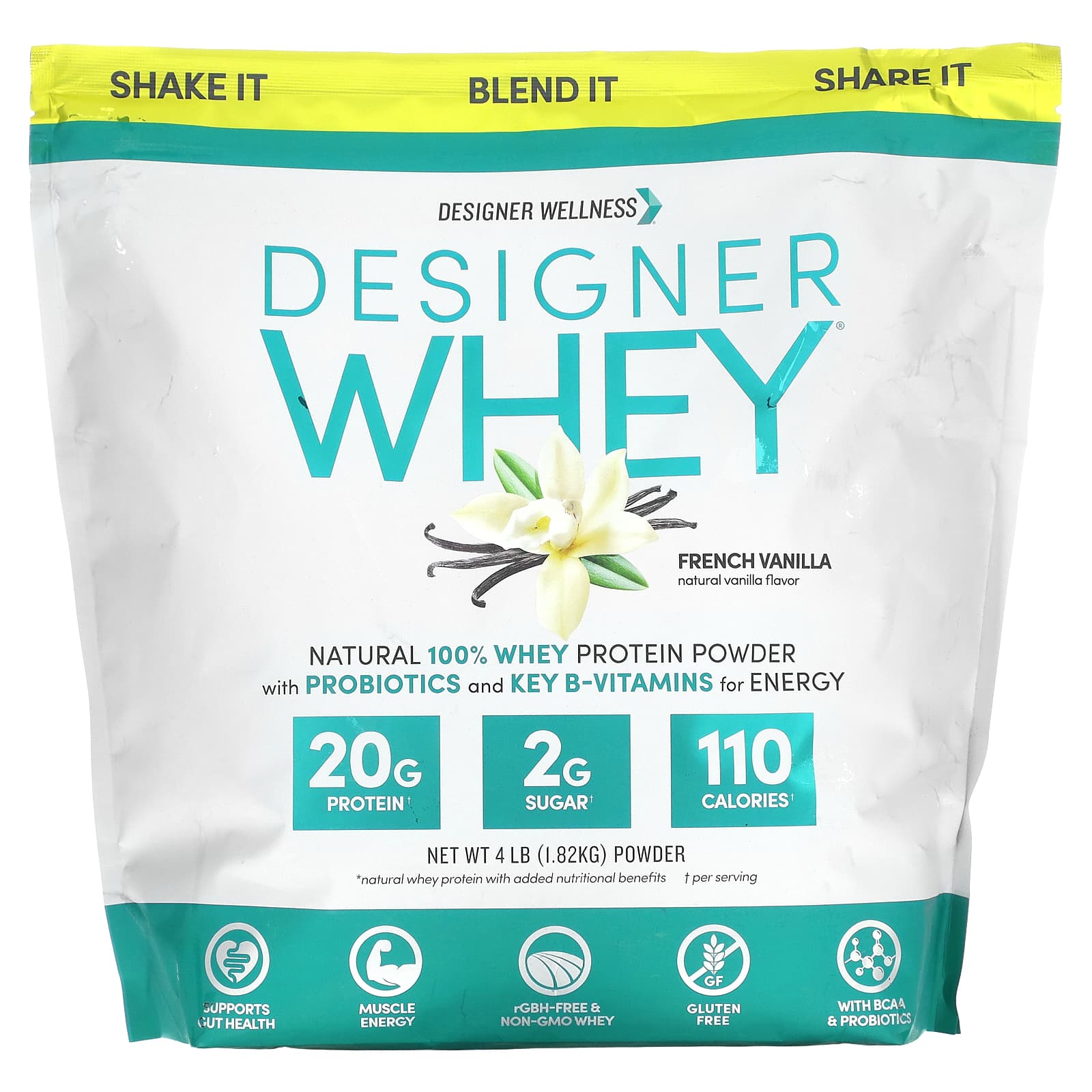 

Brands Whey, 100% Natural Whey Protein Powder, French Vanilla Flavor, 1.82Kg(4Lb)