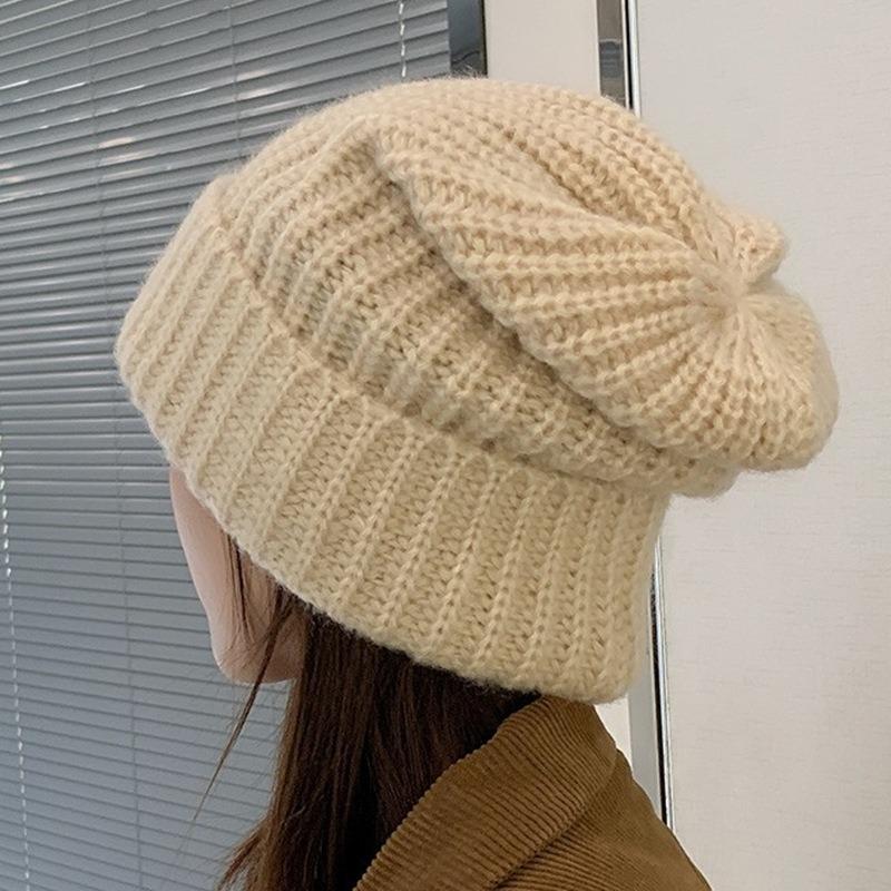 Winter stacking hat women's loose hat fashion warm cold hat versatile wool knitted hat