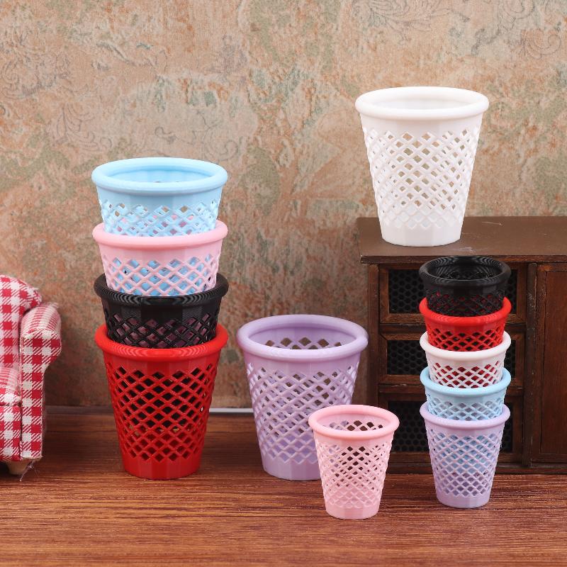 1/12 Dollhouse Mini Hollowed-Out Trash Can Model Dollhouse Living Furniture Decoration Dolls House Micro Scene Ornament