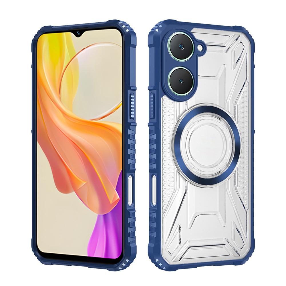 KEYSION Transparent Magnetic Case for VIVO Y03 Y03t Silicone+PC Heavy Duty Shockproof Phone Back Cover for VIVO Y18 Y18s Y28s 5G