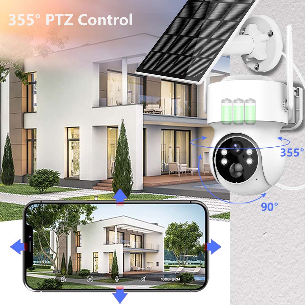 2.5K 4MP WiFi Solar Outdoor Home Human Detection PTZ IP Camera Smart Security Protection CCTV Video Cam