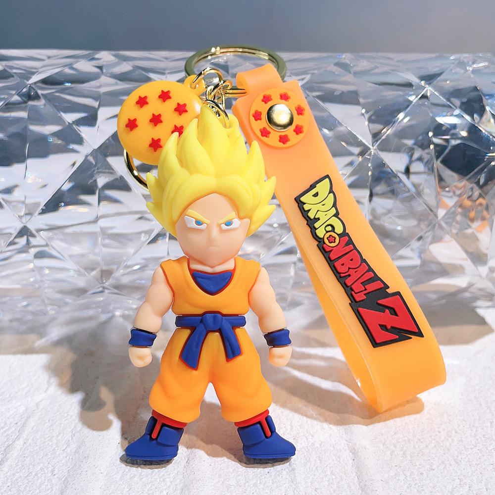 Dragon Ball Z Keychain Anime Super Saiyan Goku Figure Cute Keyring Bag Pendent Car Ornament Key Accessories Kids Toy Xmas Gifts