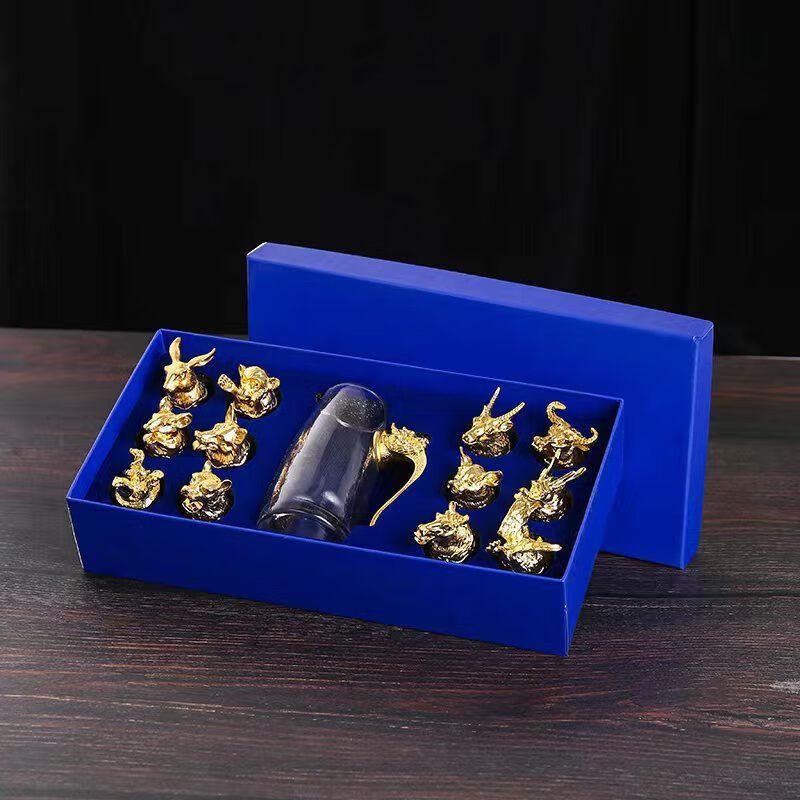 Zodiac Tempered Glass Spirit Decanter & Cup Set