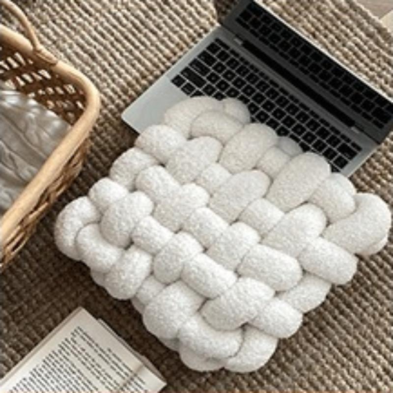 Living Room Cushion Square Hand Woven Plush Household Solid Color Bedroom Pillow Nordic Style Sofa Decoration Bay Window Cushion