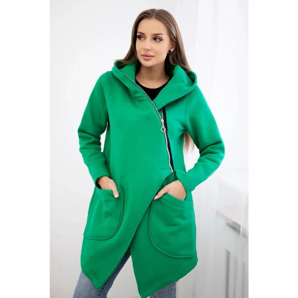 Hooded Sports Fleece Sweatshirt Casual Long-sleeved Zipper Jacket Women's Plus-size Solid Color Jacket