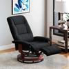 Reclining Swivel Chair, with Footrest - Black