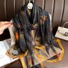 Women's Fashion Scarf Polyester Mature Style with Plant Pattern - Large Beach Shawl Wrap, Decorative Sun-Proof and Windproof