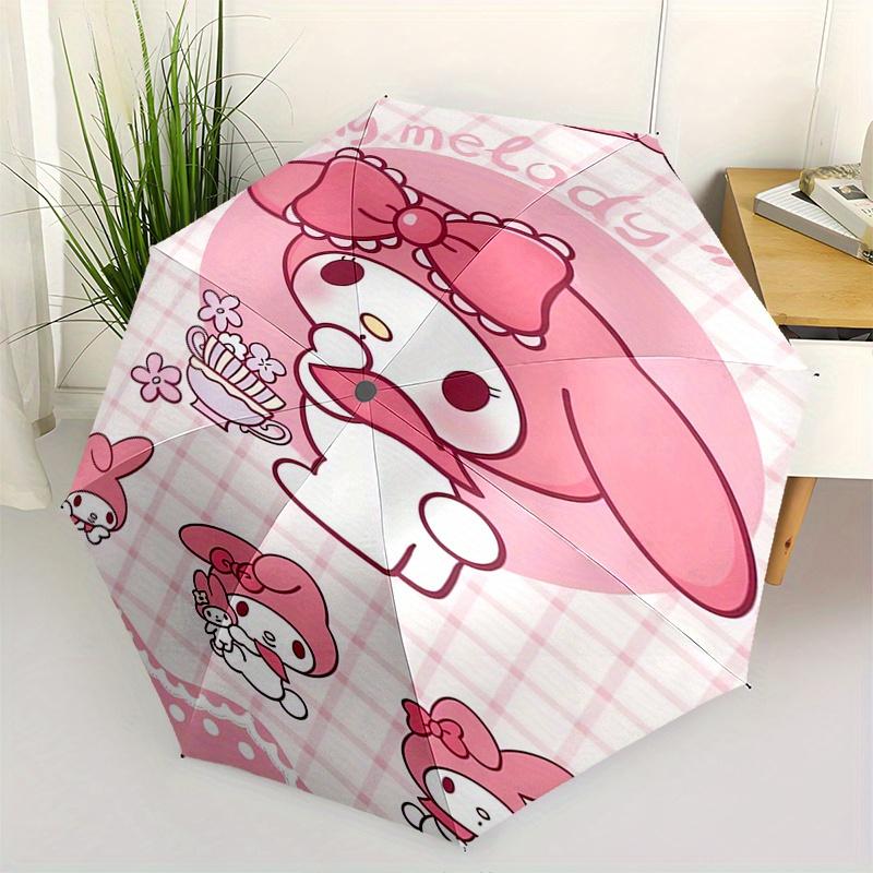 

My Melody,Cute Automatic Folding Umbrella-Simple 8-Rib Design, Bright Cartoon Pattern, Durable Iron Frame, Suitable For Travel, Outdoor, Bea