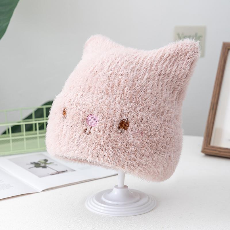 New Cute CAT EAR Beanie Faux Fur Winter Hats For Women Fashion Outdoor Dandy Knit Hat Warm Cap For Girl Gifts