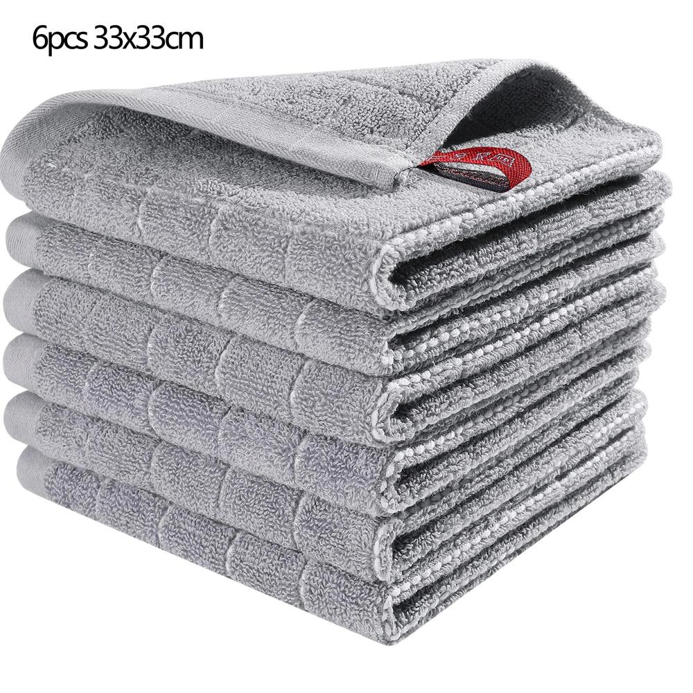 Homaxy 4/6 pièces 100% Coton Serviette de Cuisine Chiffon à Vaisselle Absorbant Lingettes de Cuisine Ultra Douces Serviettes à Séchage Main Outils de Nettoyage pour la Maison gris