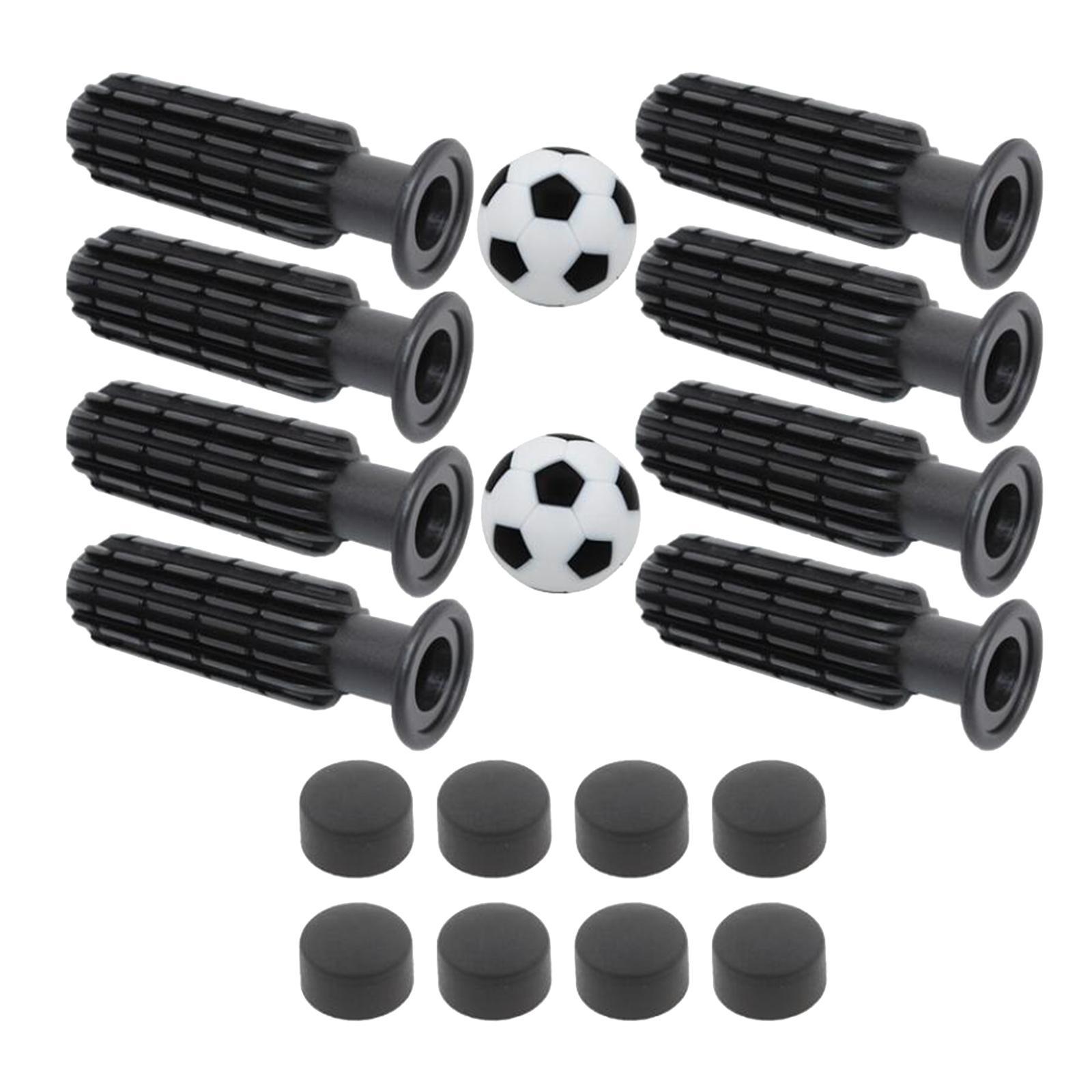 

8 Pieces Foosball Handle Grips with 2 Small Footballs Practical Portable Accessories Parts Kids Replaceable with 8 End Plug чёрный