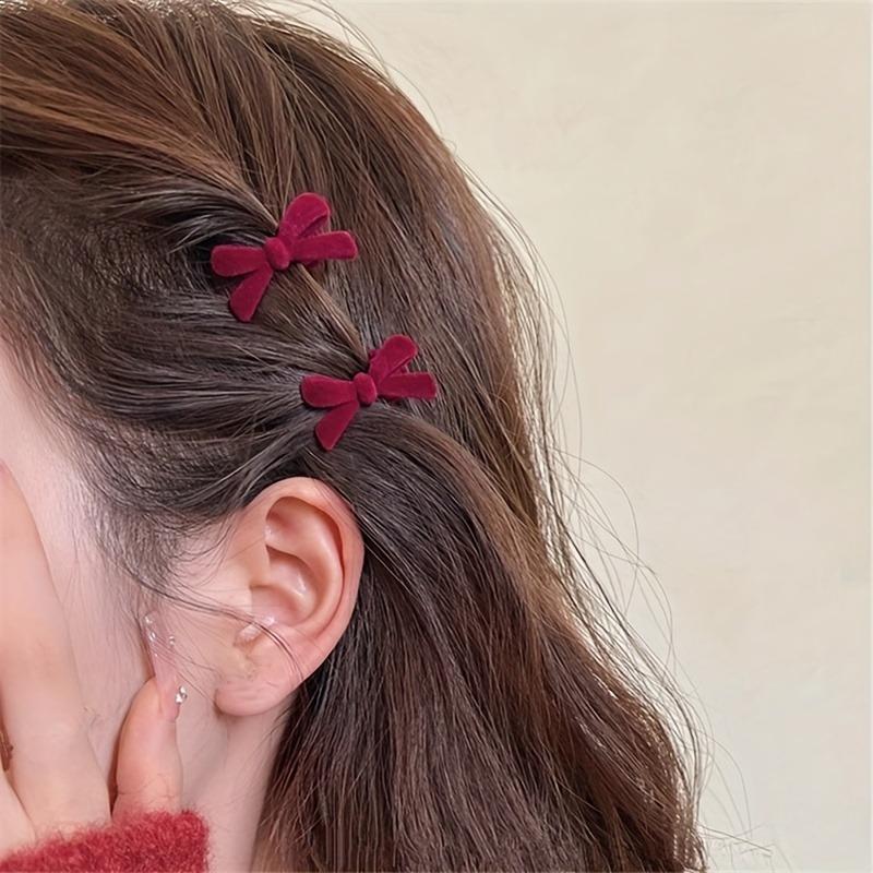 Elegant Lint Bowknot Hairpin-2 One Suit, Solid Color Bow Hair Styling, Suitable for Women's Daily Wear
