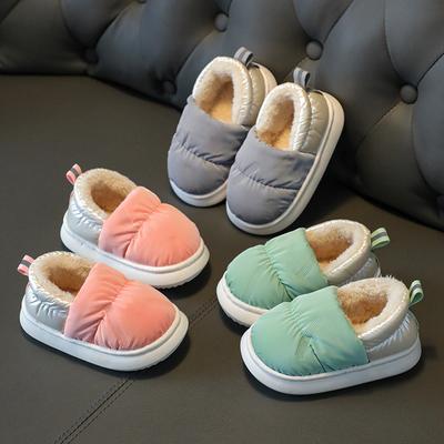 Chaussons d'hiver imperméables en coton pour enfants, pantoufles tendance pour tout-petits, garçons et filles, chaussures de maison hautes en peluche chaudes et antidérapantes