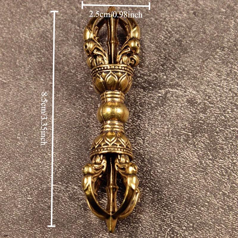 1PC Vajra Tibetan Buddhist Lama Dorge Decor Vintage Brass Hand Carving Religious Supplies Fengshui Ornament Collectibles