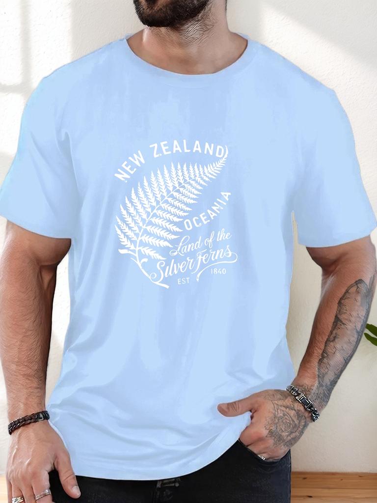 Unisex Khaki Crew Neck Tee Vintage New Zealand Silver Fern Leaf Oceania Land Of Ferns Est 1840 Travel Soft Cotton Male Casual Tops