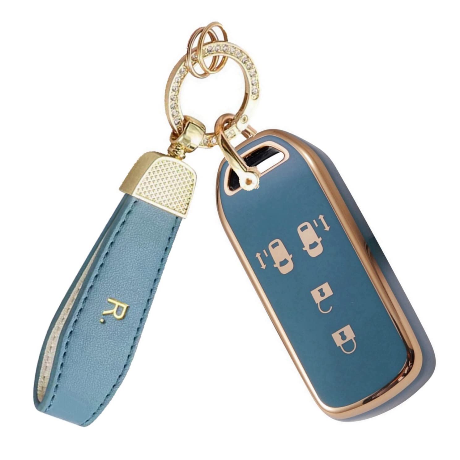 

Nacalikeey Чехол для ключа Держатель для ключей Совместимый с Honda N Series Honda New NBOX Чехол для ключа NONE Custom Чехол для ключа SLASH Slash Цепочка Nacalikeey TPU Чехол для ключа синий