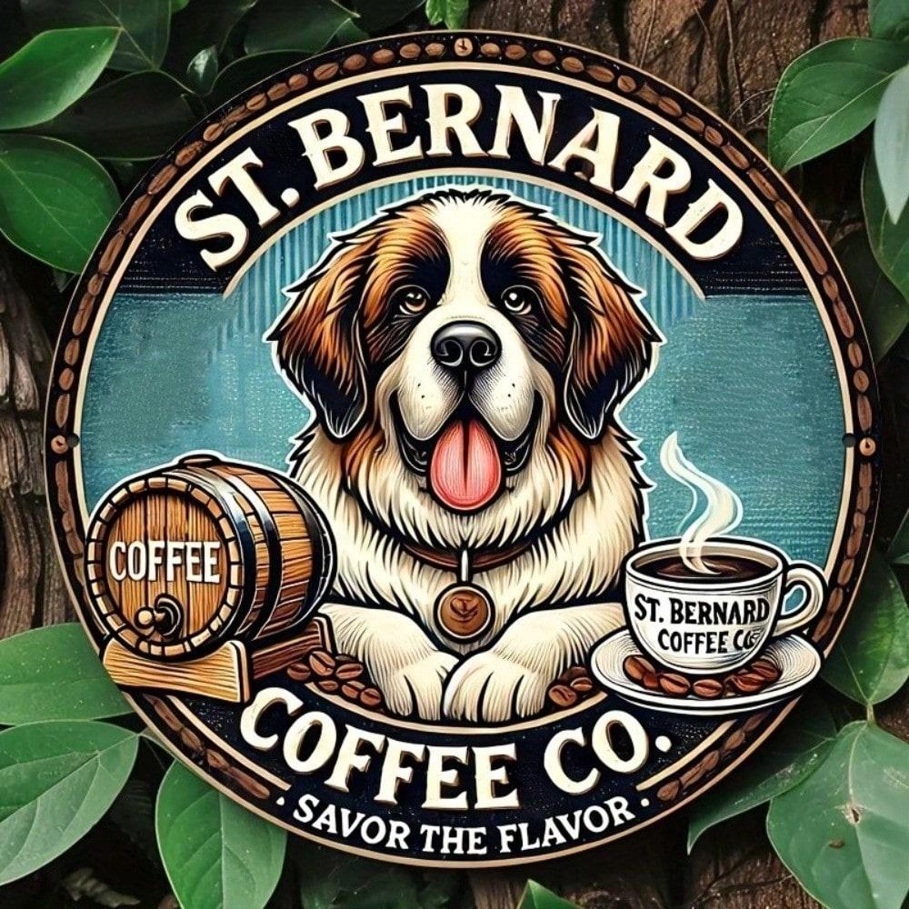 

Vintage St Bernard 8x8 Inch Round Metal Tin Sign, Retro Rustic Wall Art Decor for Cafe Kitchen Pub 20x20 різнокольоровий