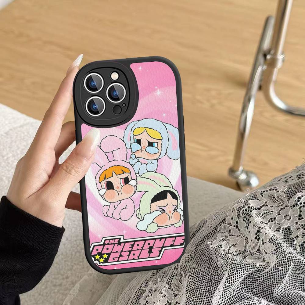 P-Powerpuff-GirlS For IPhone 16 15 14 16E 13 12 11 Pro Max Plus Phone Leather Case