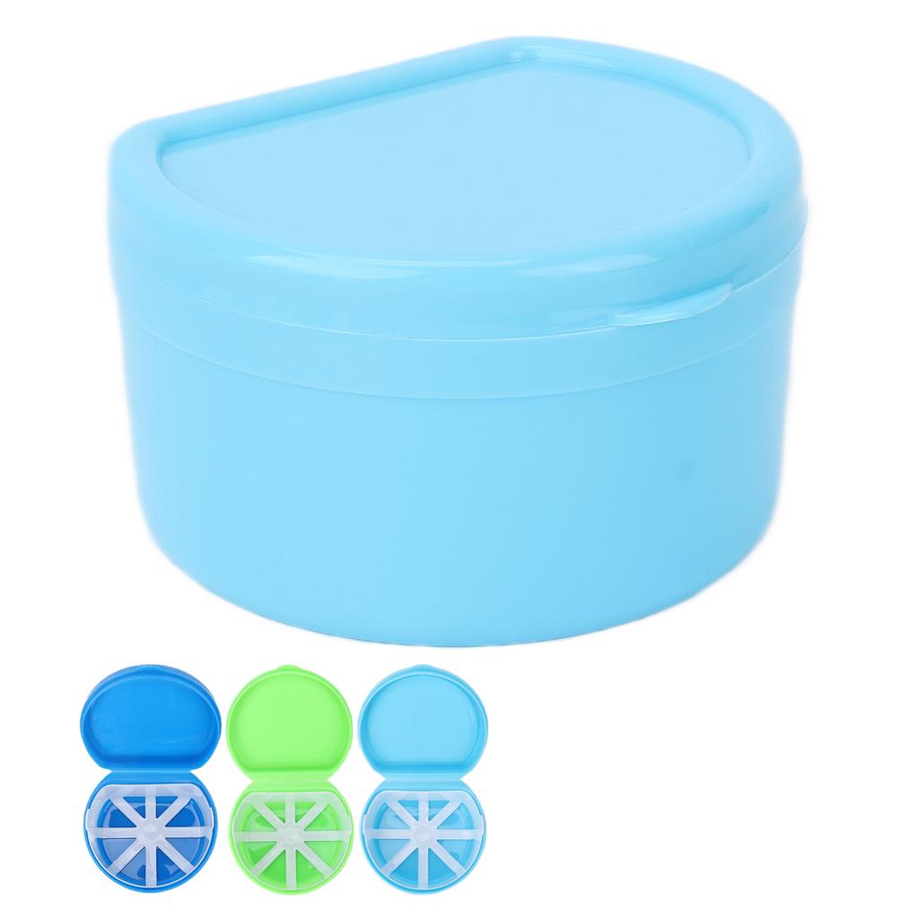 Portable Dental Retainer Box False Teeth Storage Box with Basket Net Container for Travel
