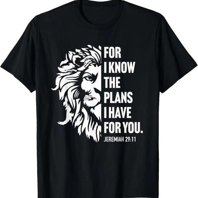 Jeremiah 29_11 Christian Bible Verse Lion Graphic T-Shirt