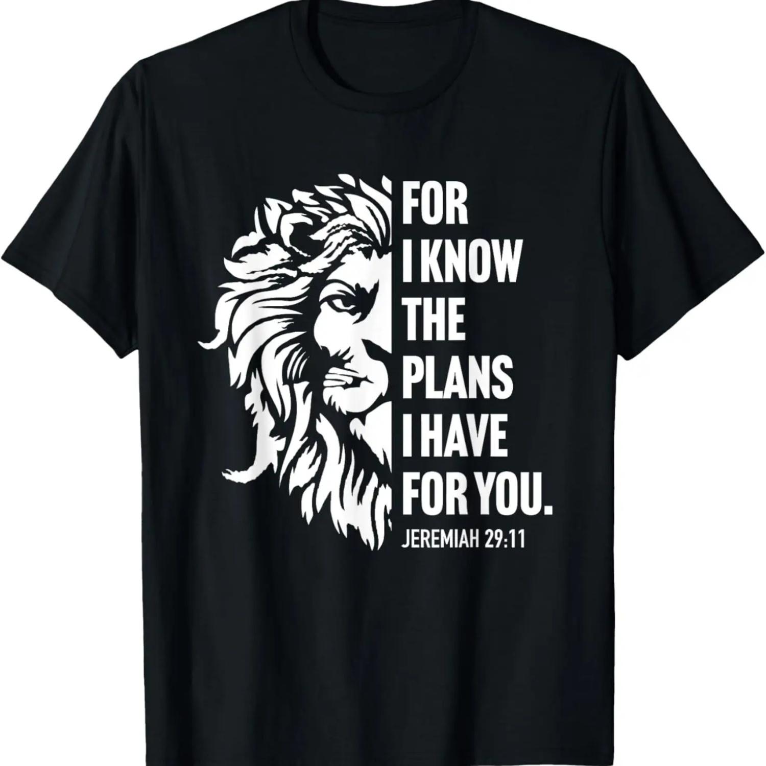 Jeremiah 29_11 Christian Bible Verse Lion Graphic T-Shirt XXXXXL чёрный