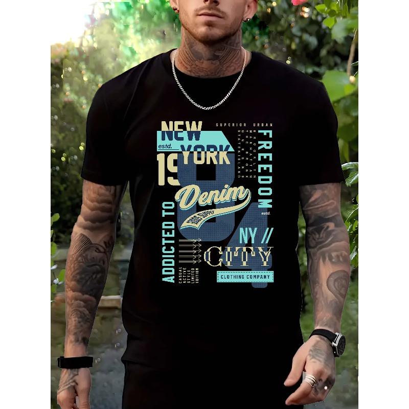 

European sizes Men s Black T - shirt: NYC Denim Vibe: Urban Essentials Tee 4XL чорний