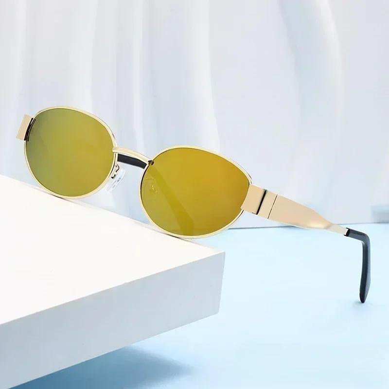 Ovale Zonnebrillen voor Dames Heren Trendy Metalen Frame Zonnebrillen Klassieke Tinten