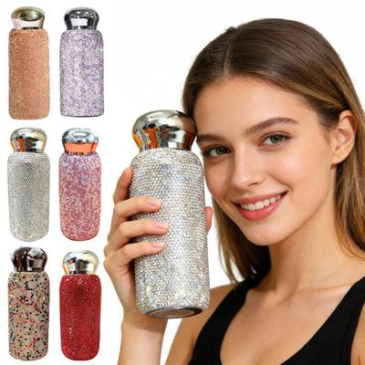 Termohrnek s kamínky Nerezová mini termoska Přenosný Bling Cestovní hrnek Luxusní dárek pro ženy