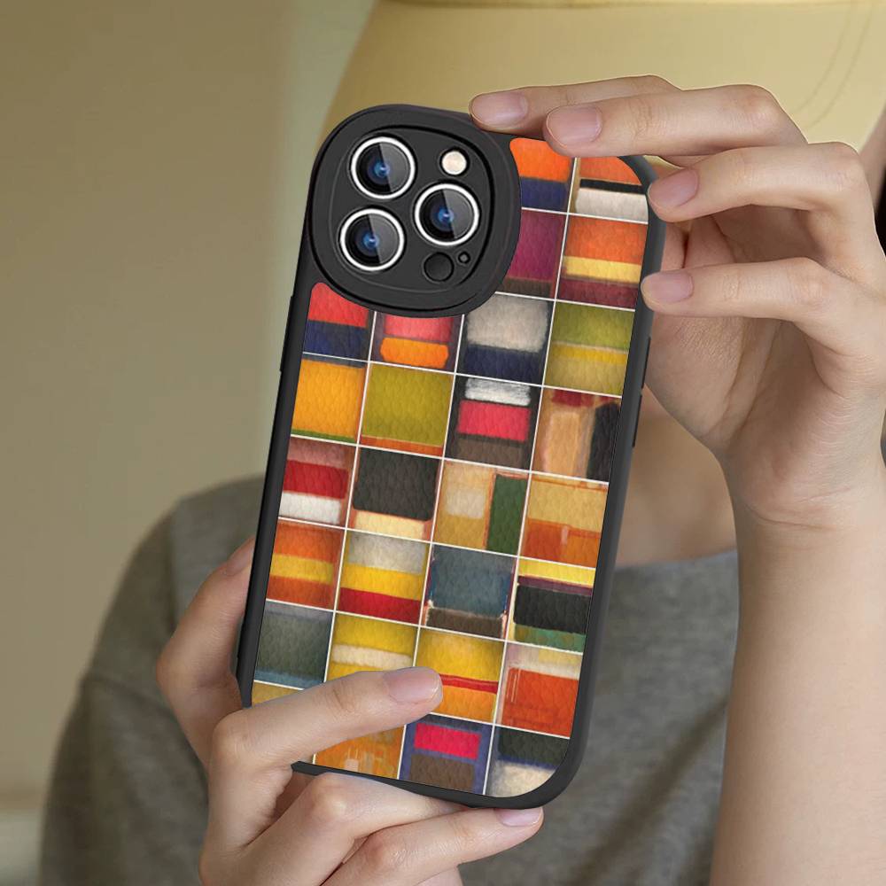 Abstrakte Kunst M-Mark R-Rothko Handyhülle Für IPhone 16 15 14 13 12 11 Pro Max Plus Stoßfeste Lederhülle