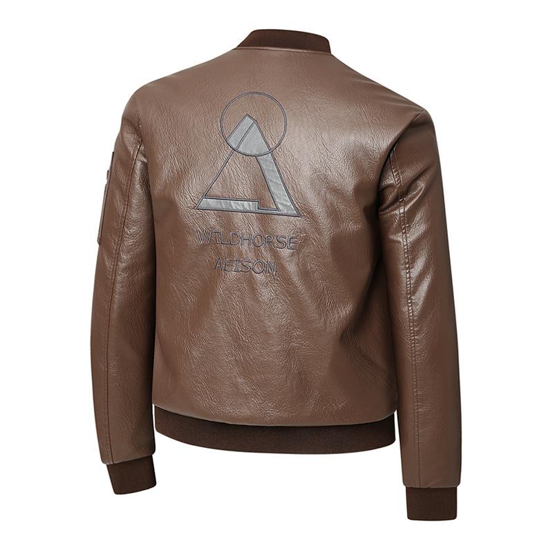 Leather Jacket Men's Jacket Spring New Stand-up Collar Jacket Men's Top Windproof Casual Jacket Men's Handsome Men's Handsome