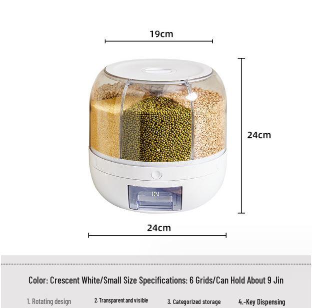 

Вращающийся кухонный контейнер для риса: Насекомозащитный, Влагозащитный, Герметичный, Вместительный ящик для хранения
