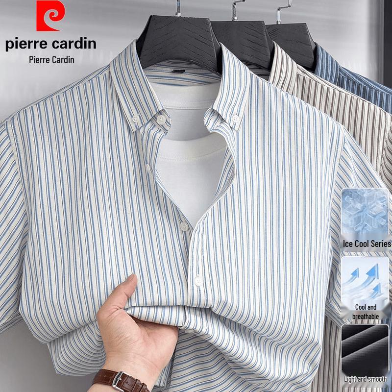 Pierre Cardin Men's Summer Striped Short Sleeve Shirt