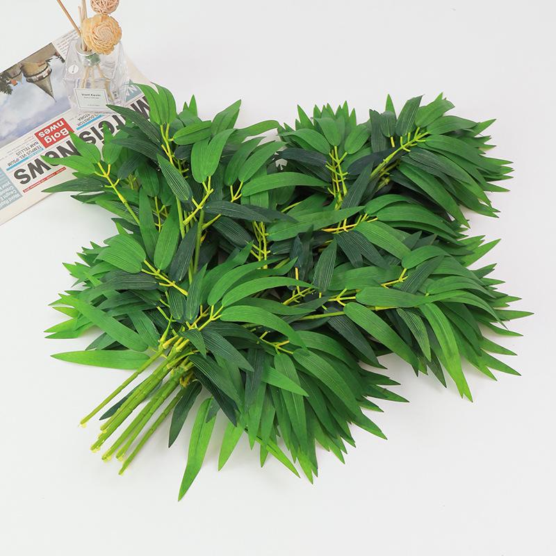 Fireproof Flame Retardant Fake Bamboo and Willow Leaves Plastic Branch for Indoor Decoration