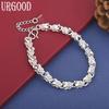 925 Sterling Silver Beautiful Side Chain Charm Bracelet Gift Jewelry