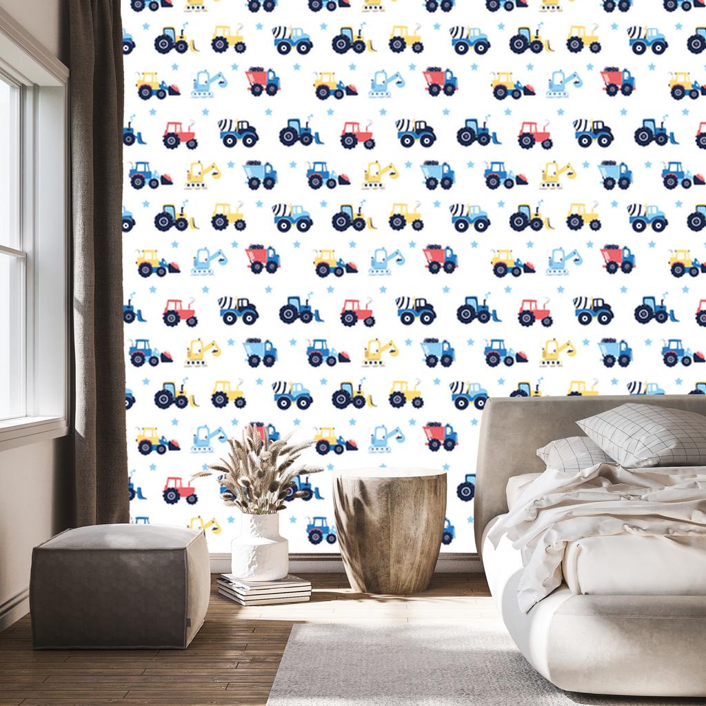 Tractors, vehicles and stars wallpaper for living room and bedroom 50x1000