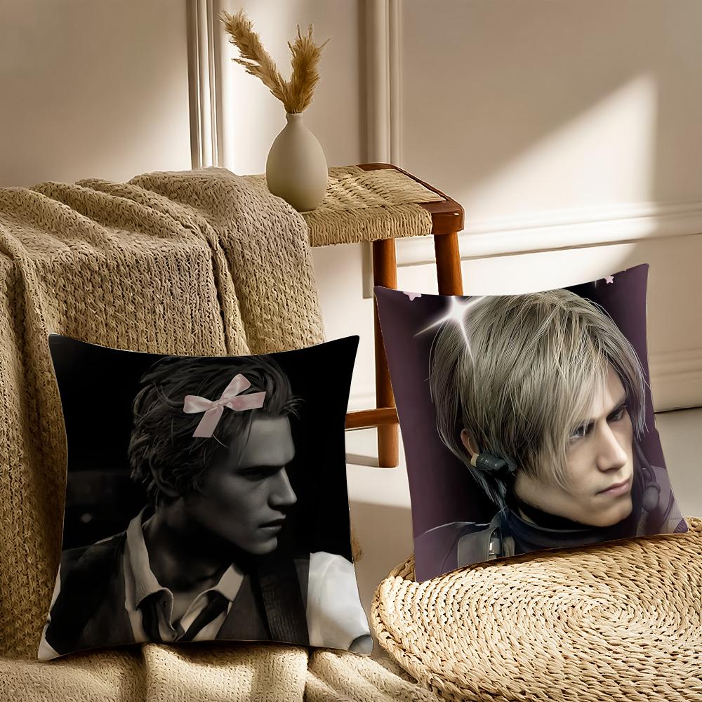 Heart Pink Leon K-Kennedy Cushion Cover Silky Short Plush With Invisible Zipper Dustproof Sofa Pillow Cover For Home Decor