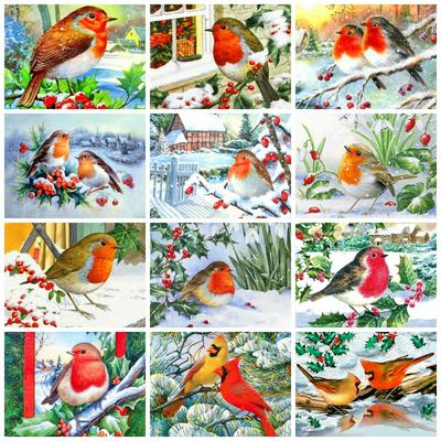 Diamond Art Painting Bird Snow Home Decor Square/round Embroidery Mosaic Animal Winter 5d Diy Wall Sticker