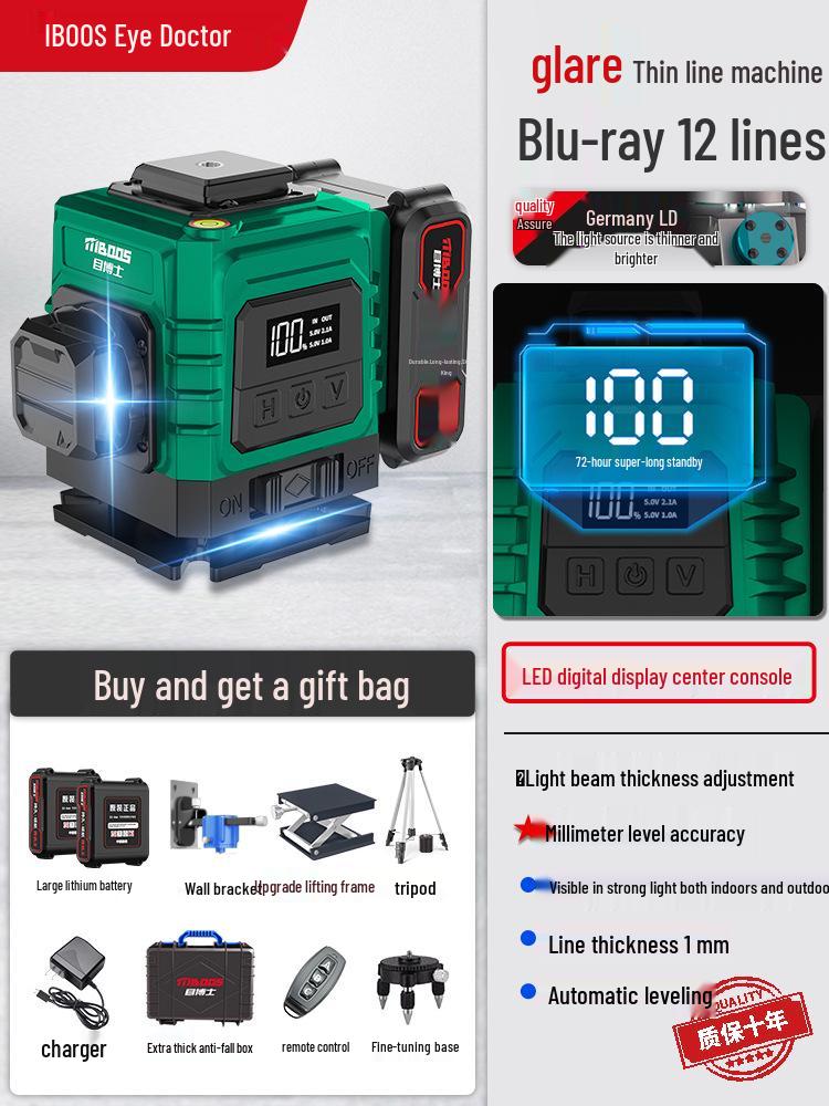 High-Precision Infrared & Green Light Laser Level with Auto-Leveling for Engineering and Surveying