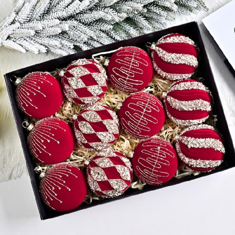 12 Pcs Glittering Christmas Ornament Ball Christmas Ball Decorative Ball for Holiday Wedding Party Decoration
