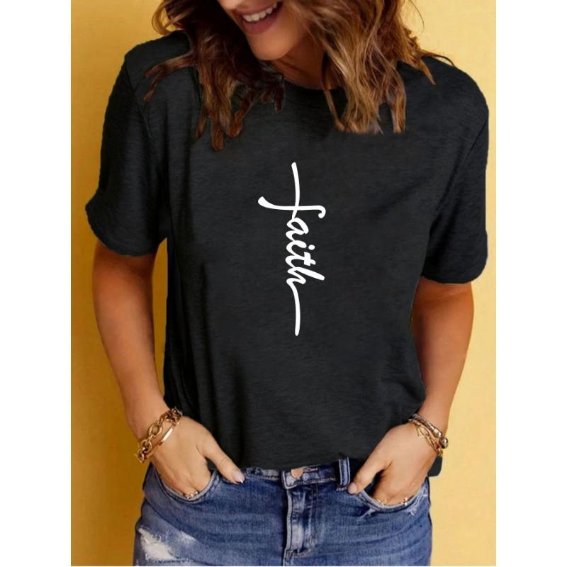 Summer Women's Patterned Printed Round-neck Short-sleeved T-shirt Is Casual and Fashionable