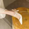 Neue Frühling Leder Slingbacks Pumps Mode Spitzschuh Flach 6cm Hohe Absätze Schnallenschuh Absätze Für Damen Kleiderschuhe