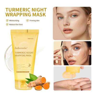 Mascarilla de colágeno despegable con ácido kójico y cúrcuma para envolver la noche, mascarilla facial hidratante con colágeno para dormir 8 horas, cuidado de la piel