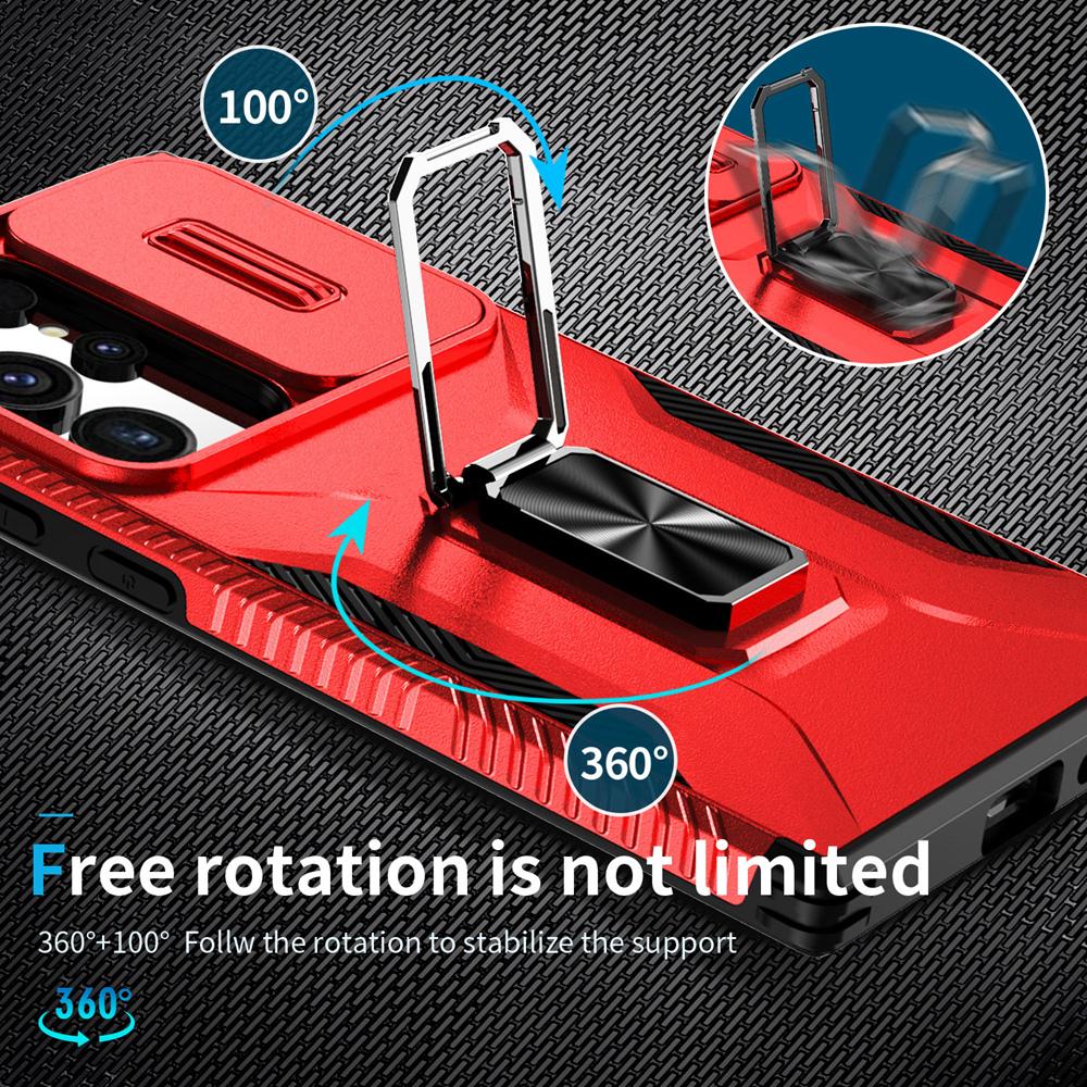 KEYSION Nárazuvzdorné pouzdro pro Samsung S24 Ultra 5G S24+ S23 FE Slide Ochranný kroužek na fotoaparát Kryt na telefon pro Galaxy S23 Ultra