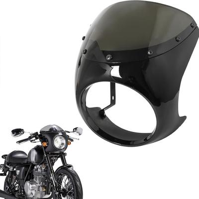 Motorcycle Bikini Cowl Screen Cowl Headlight Fairing Kit for Cafe Racer (Glossy Black Glass)
