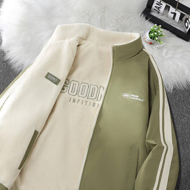 

2025 winter cold protection casual windproof men s fashion stand-up collar thickened men s wear thickened warm jacket M трава зеленый