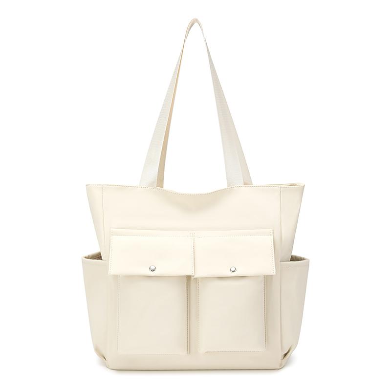 

Handbag Large Capacity Tote Bag Women Solid Color Shoulder Bag бежевий