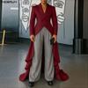 INCERUN Men Lapel Long Sleeve Irregular High Low Splits Ruffled Long Tunic Blazer Coats