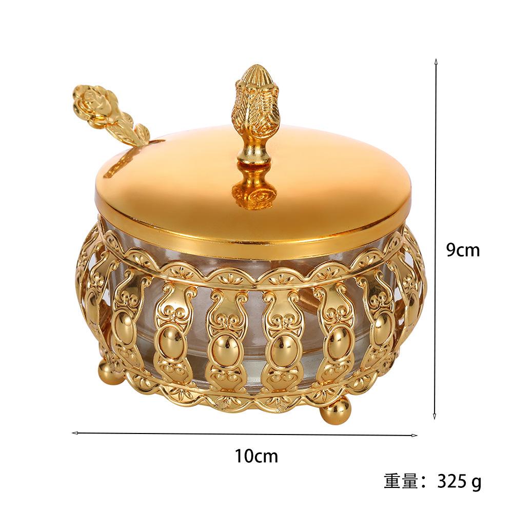 Europäisches Eisen-Gewürzglas mit Hohlmuster, Transparenter Glas-Zuckerbehälter, Leichter Luxus Küchen-Gewürzhalter