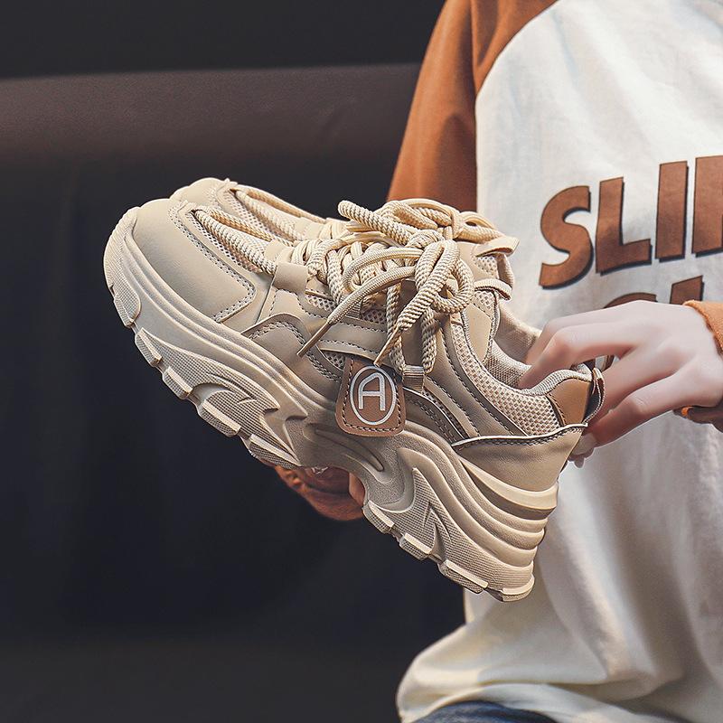 

Папины кроссовки женские весенние новые студенческие туфли в трендовом универсальном стиле на платформе, одинарные туфли, спортивная повседневная обувь 40