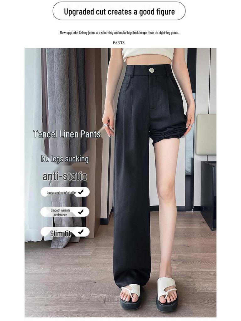2026 Summer Women's Wide-Leg Cotton Linen High-Waist Casual Pants with Sun Protection
